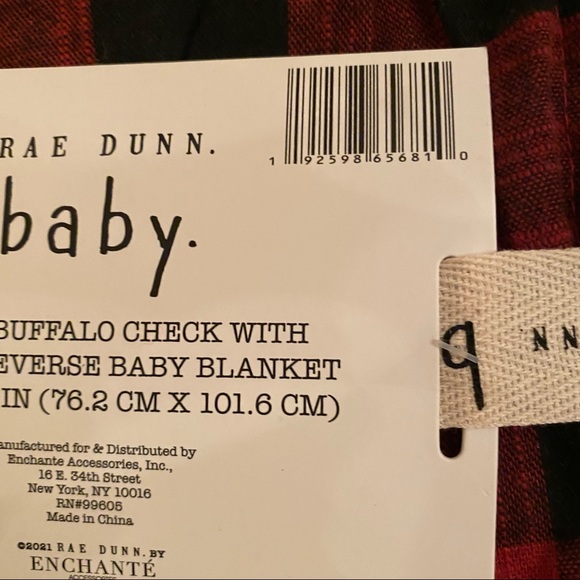 NWT RAE DUNN WOVEN BUFFALO CHECK WITH SHERPA REVERSE RED & BLACK BABY BLANKET - Picture 3 of 5